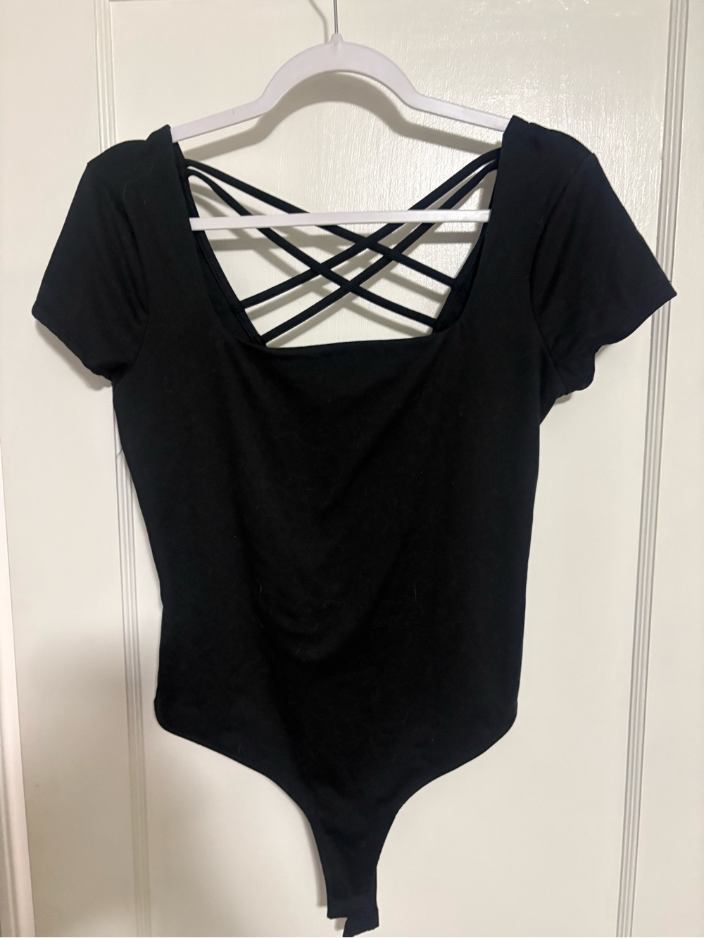 Black Crisscross Back Women’s Bodysuit Top